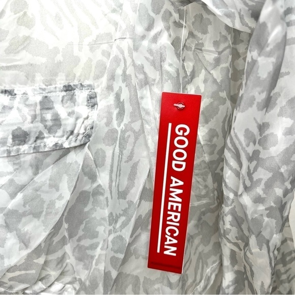 Good American Icy Leopard Print Windbreaker Layering Spring Jacket Size 2XL - Picture 5 of 16